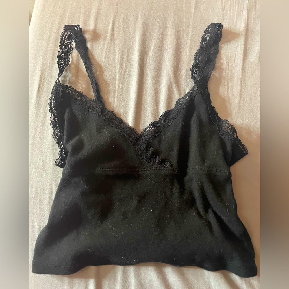 Black lace crossover John Galt/ Brandy melville tank